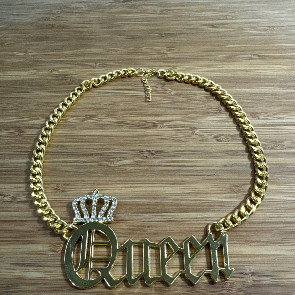 WOMEN'S HIP HOP CROWNED QUEEN PENDANT & CHOKER CHAIN NECKLACE 18β